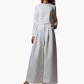 Kvinnes Langermet Jumpsuit med Plisserte Rett Ben