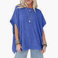Kvinnes Oversized Ribbet Crew Neck Kortermet T-skjorte