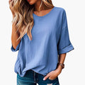 Kvinne Oversized Teksturert Crew Neck Kortermet T-skjorte