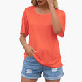Dame Plus Size Crew Neck T-skjorte med Korte Ermer