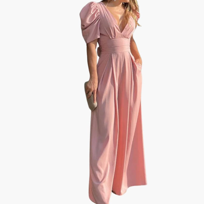 Dame Jumpsuit med Puffermarmer og Glidelås Bak