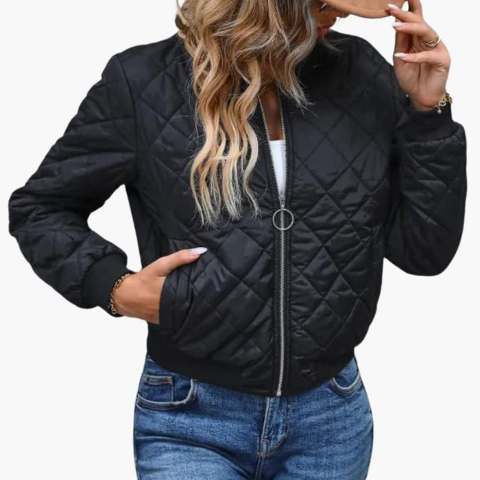 Kvinne Quilted Bomberjakke med Helglidelås