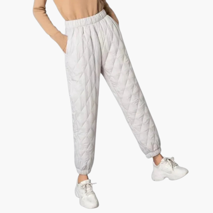 Kvinne Quilted Joggebukser med Elastisk Liv og Mansjettkant