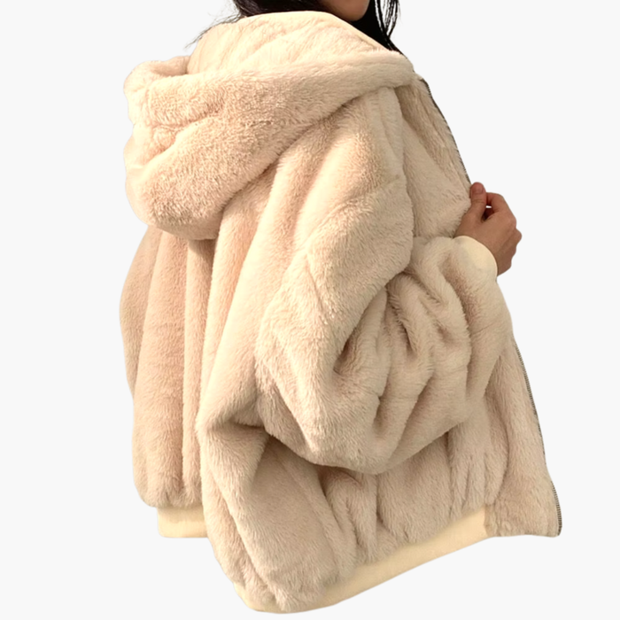Kvinnens Vendbar Hettegenser med Glidelås og Dobbelsidig Design