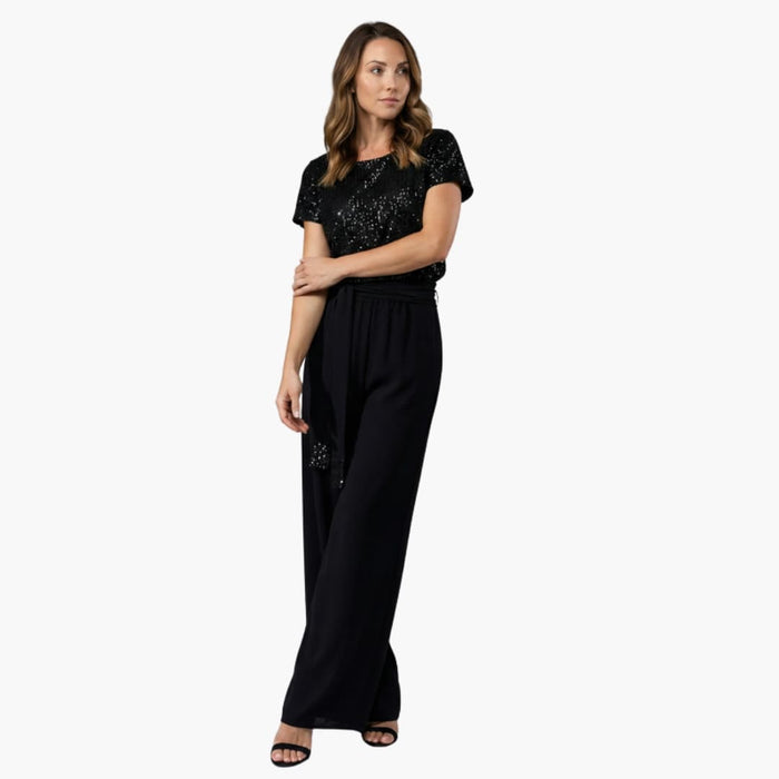 Dame Jumpsuit med Paljetter og Vide Ben