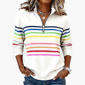 Kvinne Sweatshirt med Halv Glidelås og Stripet Overflate