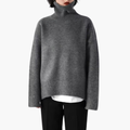 Dame Turtleneck Genser med Lange Ermer og Ribbet Tekstur