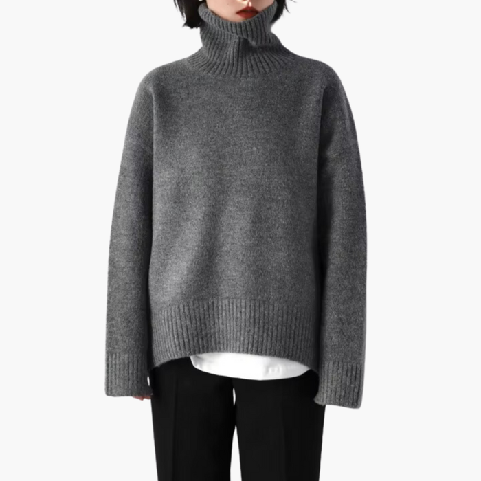 Dame Turtleneck Genser med Lange Ermer og Ribbet Tekstur
