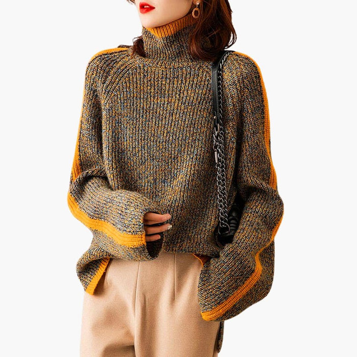 Dame Turtleneck Genser med Ribbestrikk