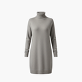 Dame Turtleneck Genserkjole med Lange Ermer og Ribbestrikket Kant