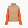 Dame Turtleneck Genser med Fargede Blokker på Ermene