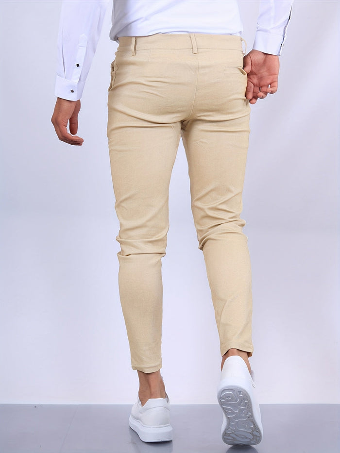 Herre Slim Fit Bukse med Stretch og Knappelukking