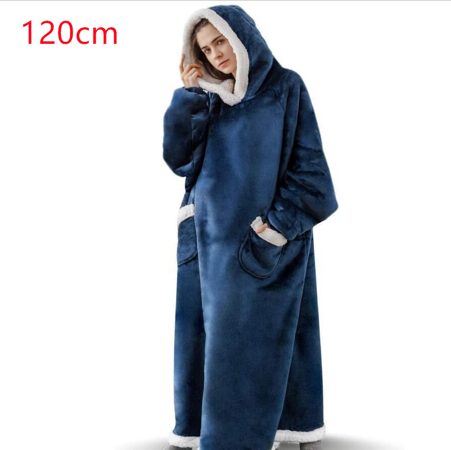 Oversized hoodiepledd med sherpafôret hette