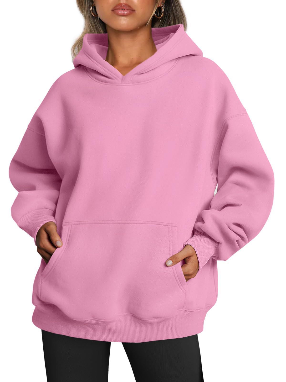 Oversized hettegenser med fleece og lomme