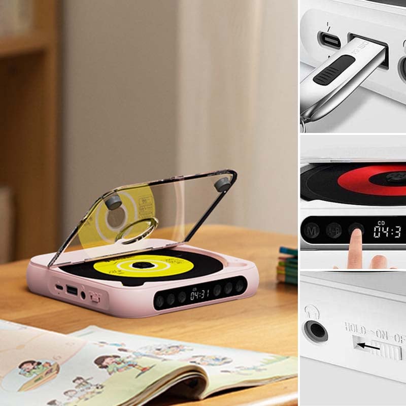 Bærbar CD-Spiller med Bluetooth, Hi-Fi Lyd og USB-C Lading