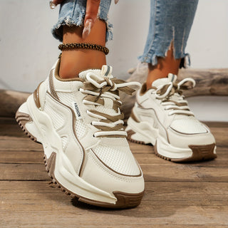 Dame Sneakers med Tykk Såle og Snøring