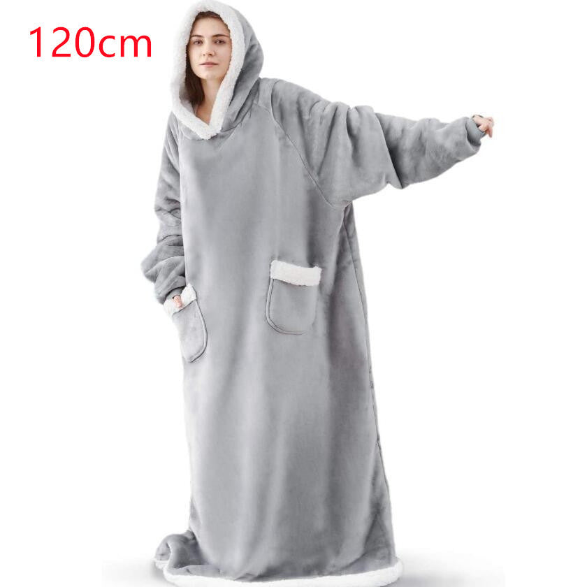 Oversized hoodiepledd med sherpafôret hette