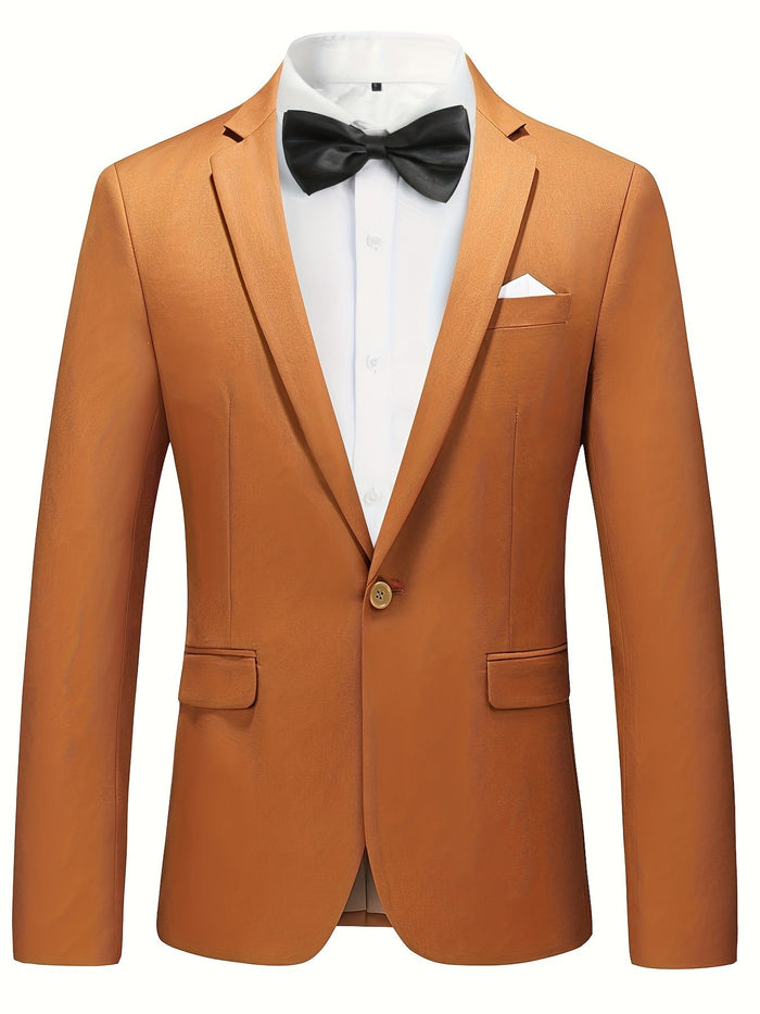 Herre Klassisk Enkeltspent Blazer med Hakk-Slag