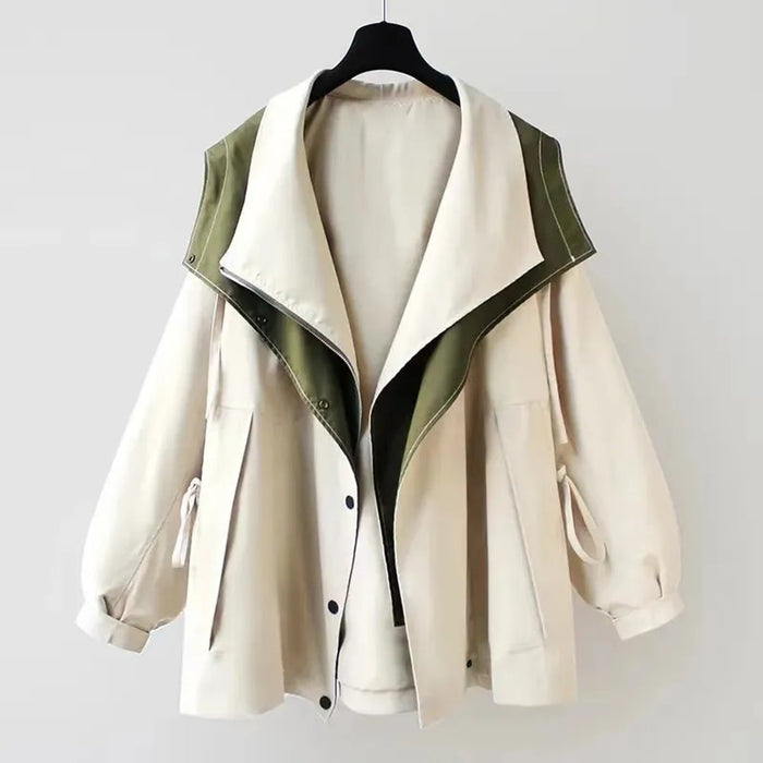 Dame Oversized Trenchcoat Vannavvisende med Dobbelkrage