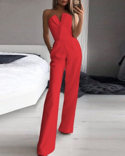 Dame Ermeløs Jumpsuit i Festlig Stil til Fest og Hverdag