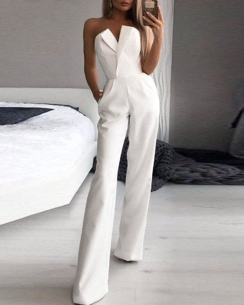 Dame Ermeløs Jumpsuit i Festlig Stil til Fest og Hverdag