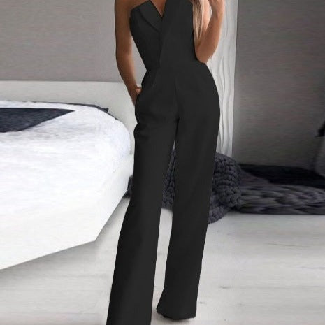 Dame Ermeløs Jumpsuit i Festlig Stil til Fest og Hverdag