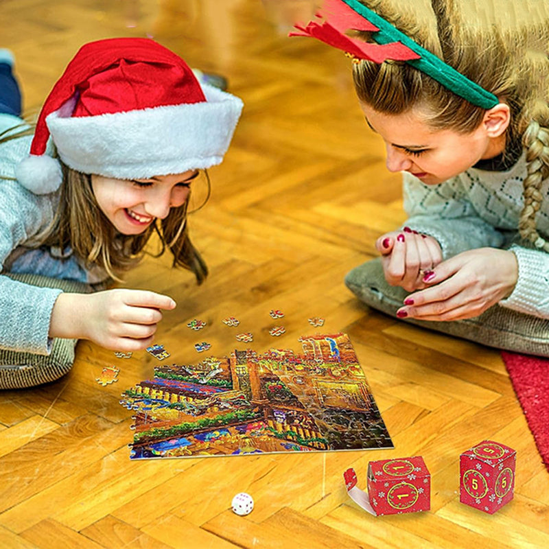 Adventskalender med Julepuslespill og 24 Daglige Esker