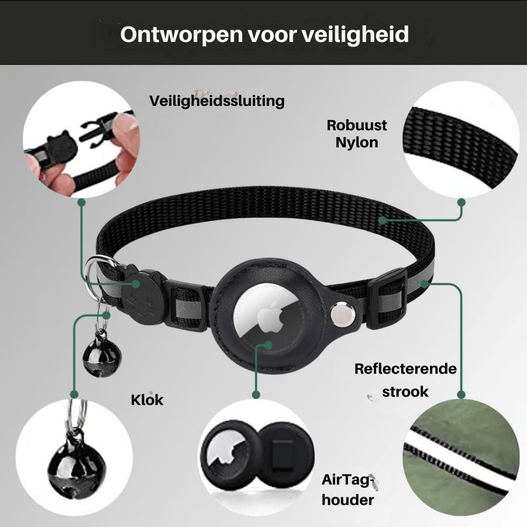 Refleksivt Kattehalsbånd med GPS-Holder og Sikkerhetsspenne