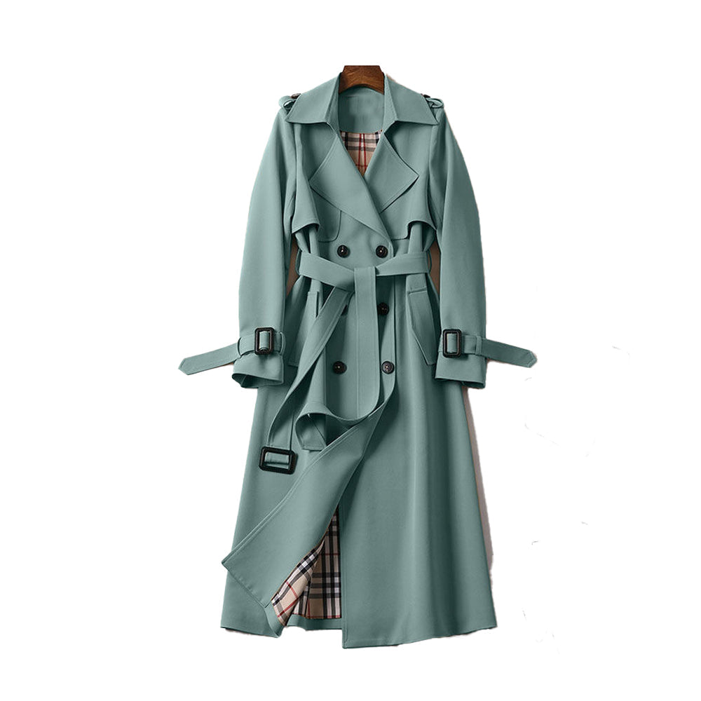 Dame Dobbeltspent Trenchcoat med Avtakbart Belte til Vår og Høst