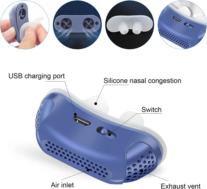 Kompakt Mikro-CPAP i Medisinsk Silikon med USB-Lading til Reise