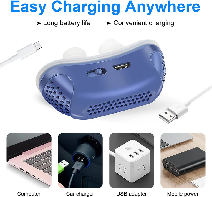Kompakt Mikro-CPAP i Medisinsk Silikon med USB-Lading til Reise