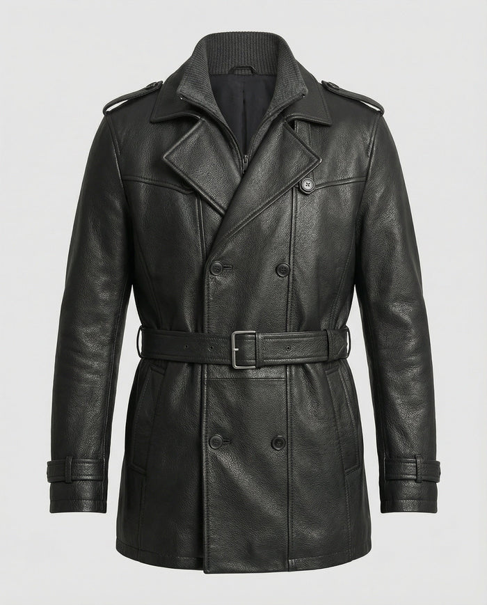 Herre Dobbeltspent Trenchcoat med Omslagskrage