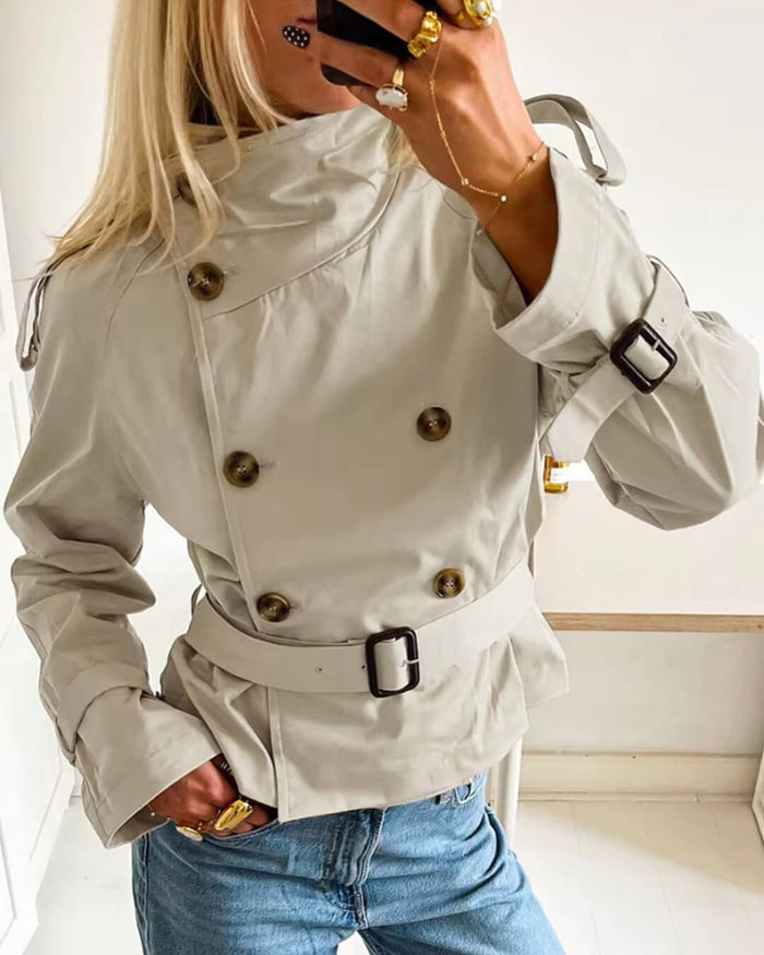 Dame Trenchcoat Jakke med Belte og Doble Knapper