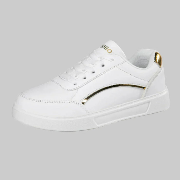 Dame Sneakers med Gulldetaljer og Hevkant