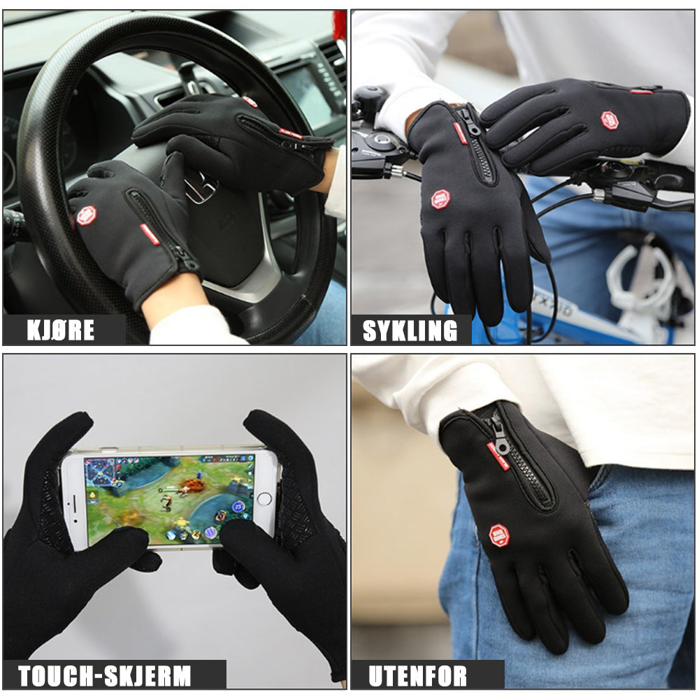 Unisex Vanntette Vinterhansker med Touchfingre til Sykling og Ski