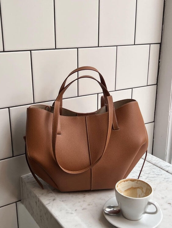 Dame Vintage Toteveske med Sikker Lukking og Skulderstropper