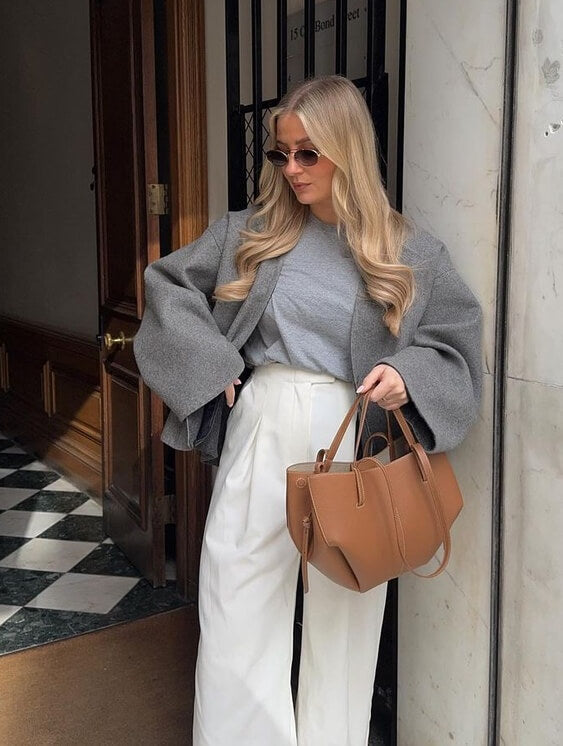Dame Vintage Toteveske med Sikker Lukking og Skulderstropper