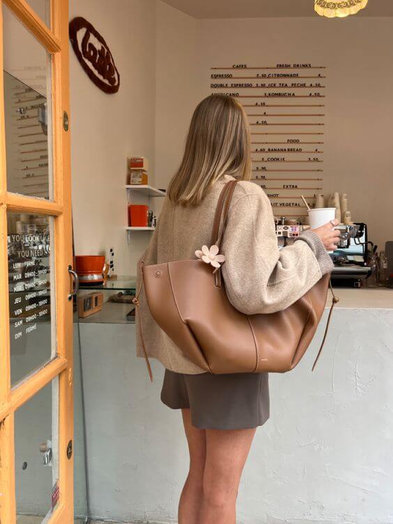 Dame Vintage Toteveske med Sikker Lukking og Skulderstropper