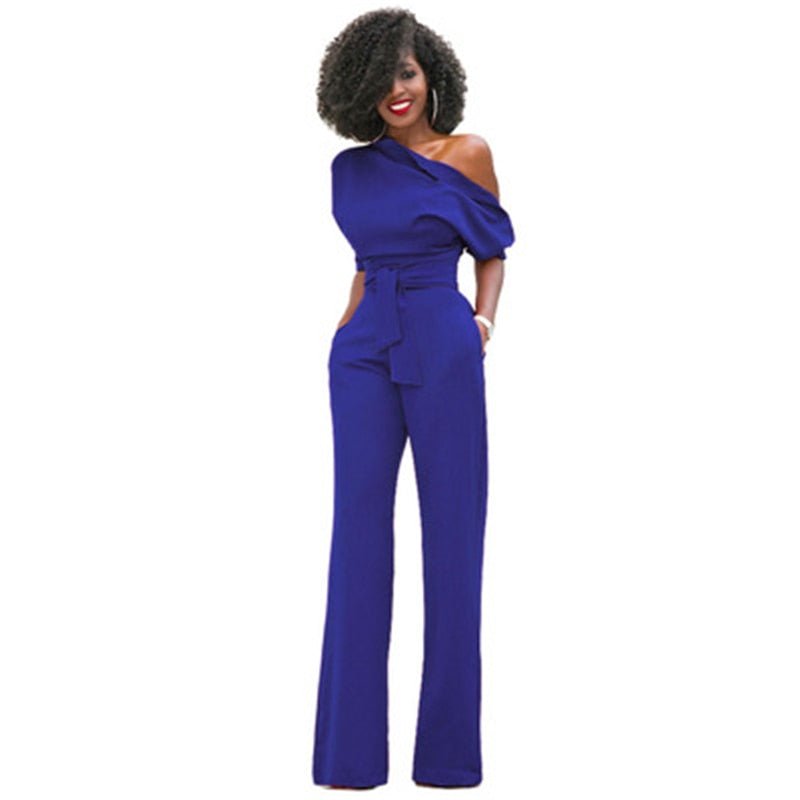 Dame Ensfarget Bodycon Jumpsuit med Figurnær Passform