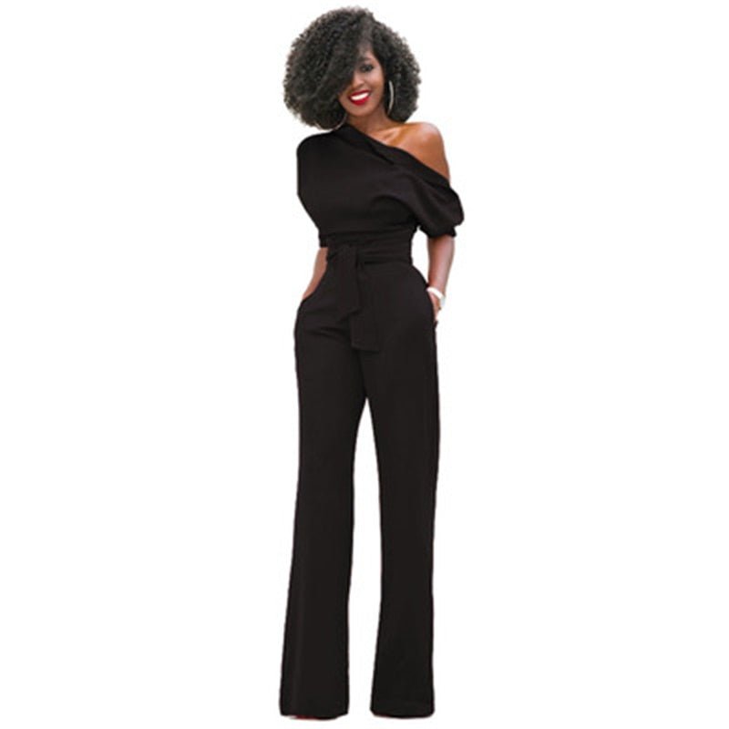 Dame Ensfarget Bodycon Jumpsuit med Figurnær Passform