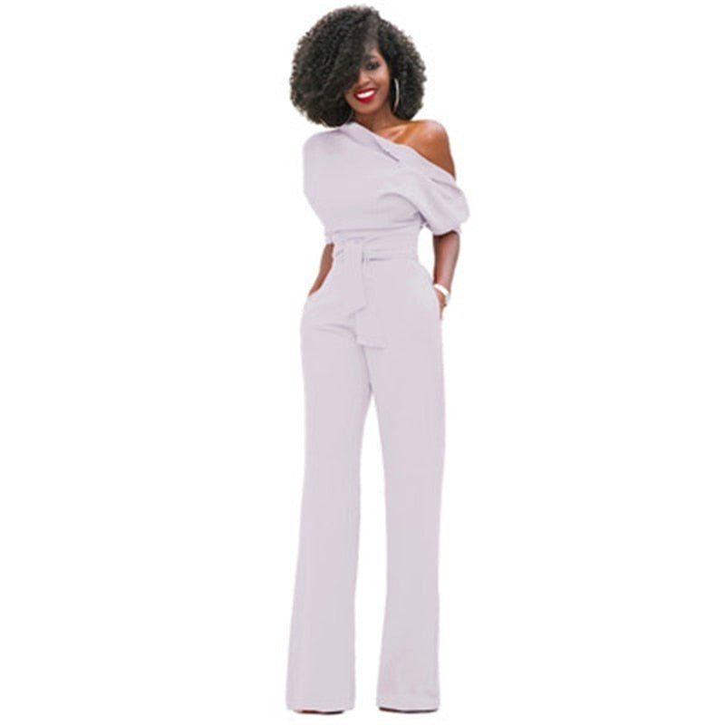 Dame Ensfarget Bodycon Jumpsuit med Figurnær Passform