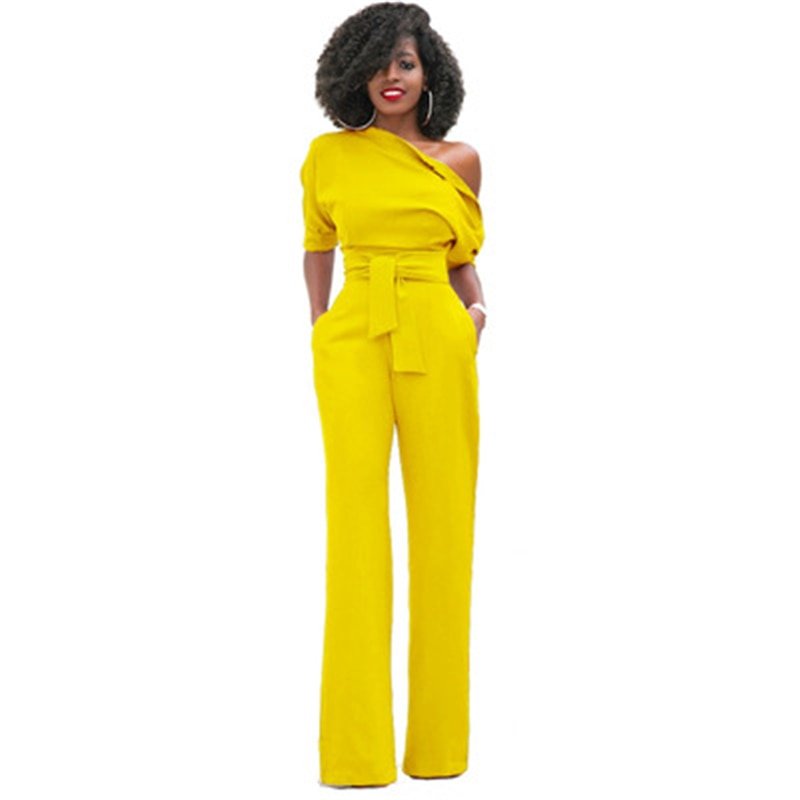 Dame Ensfarget Bodycon Jumpsuit med Figurnær Passform